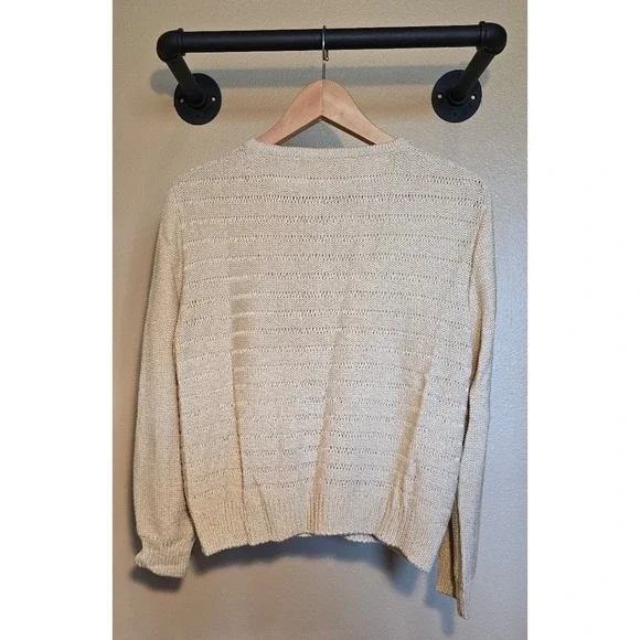 Vintage St. John Sport knit beige cardigan minimalist luxury women's size medium - Picture 2 of 8